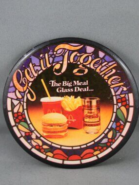 Vintage McDonalds Pin - Get it Together the Big Meal Glass Deal - Celluloid Pin
